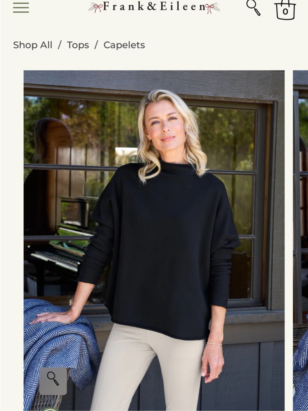 Frank & Eileen Effie long sleeve funnel neck capelet